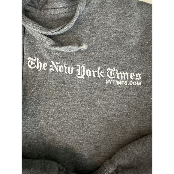 New York Times Mens Medium Grey Full Zip Up Hoodie Hooded Sweatshirt - Picture 2 of 7